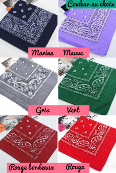 Bandana foulard carré coloris au choix rockabilly pin-up