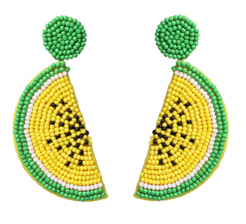Boucles d'oreilles tranches citrons verts perles