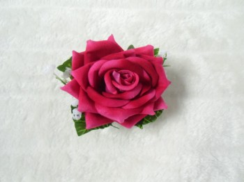 Pince clip à cheveux broche composition florale rose fuchsia