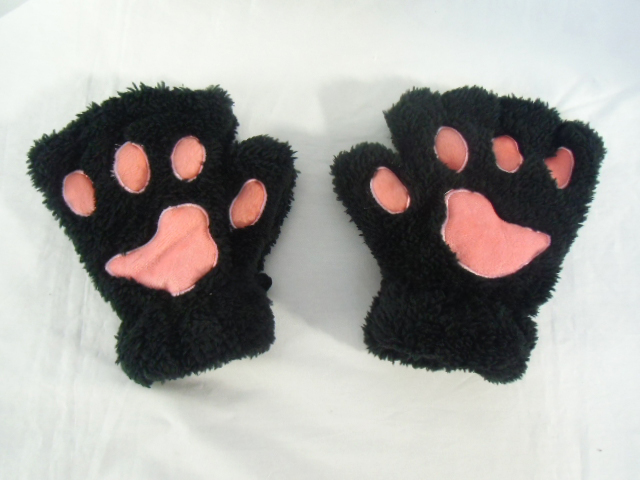 Mitaines Pattes D Animal Chat Coussinet Roses En Peluche