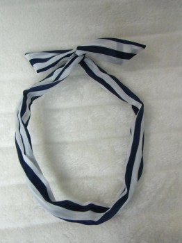 Bandeau cheveux rigide modulable bleu et blanc à rayures