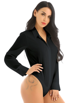 Body noir chemise working girl sexy