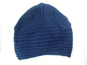 Bonnet turban simple en maille laine bleu marine