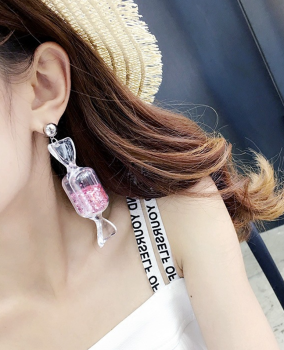 Boucles d'oreilles originales bonbons paillettes roses