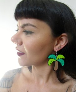 Boucles d'oreilles acrylique palmiers tropical original