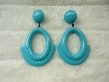 Boucles d'oreilles ovales rétro vintage résine turquoise