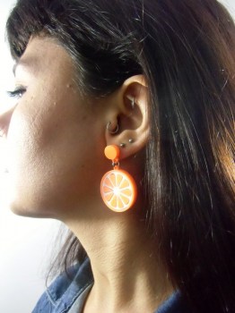 Boucles d'oreilles originales tranche de orange