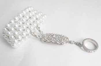 Bracelet bague perles et strass années 20