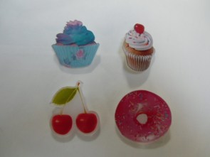 Broches aliments girly cupcakes, cerises et donuts