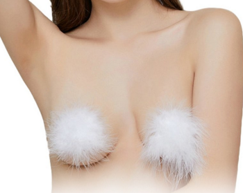 Cache-tétons nippies plumes blanches sexy burlesque