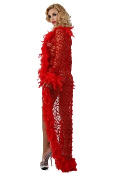 Déshabillé peignoir Hollywood pin-up rouge à plumes