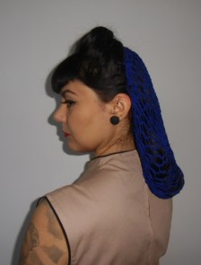 Filet à cheveux bleu roi rétro vintage en crochet pinups