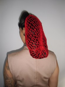 Filet à cheveux rouge rétro en crochet \
