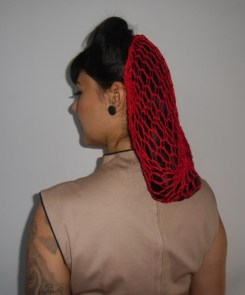 Filet à cheveux rouge rétro vintage en crochet pinups