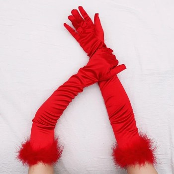gants-satines-blancs-plumes-marabouts-fourrure-rouge-bras-2