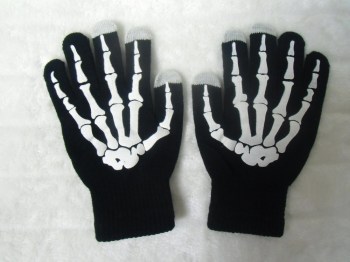 Gants originaux noirs os de squelette pour smartphone