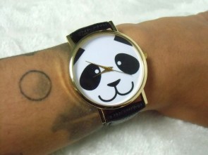 Montre originale tête de panda mignon bracelet noir