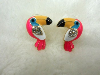 Boucles d'oreilles pin-up oiseaux toucans multicolores