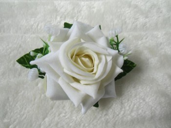 Pince clip à cheveux broche composition florale rose blanche