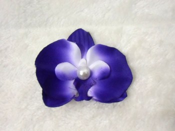 Pince clip à cheveux fleur d'orchidée violet perle