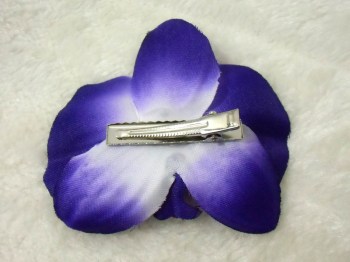 Pince clip à cheveux fleur d'orchidée violet perle