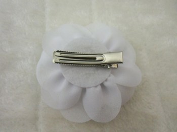 Pince clip à cheveux rose blanche en tissu