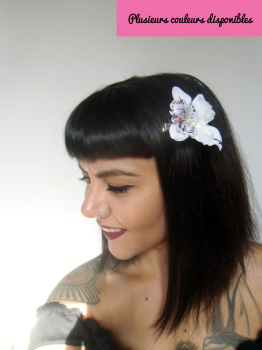 Pince clip à cheveux fleur d'orchidée coiffure pinups