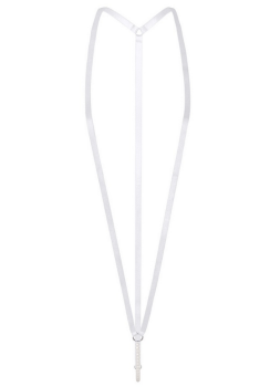 String harnais borat blanc bretelles élastiques et perles